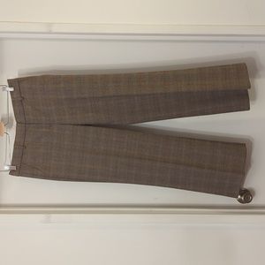 Theory Wool Front Pleat Wide Leg Fitted Trouser 8 Brown